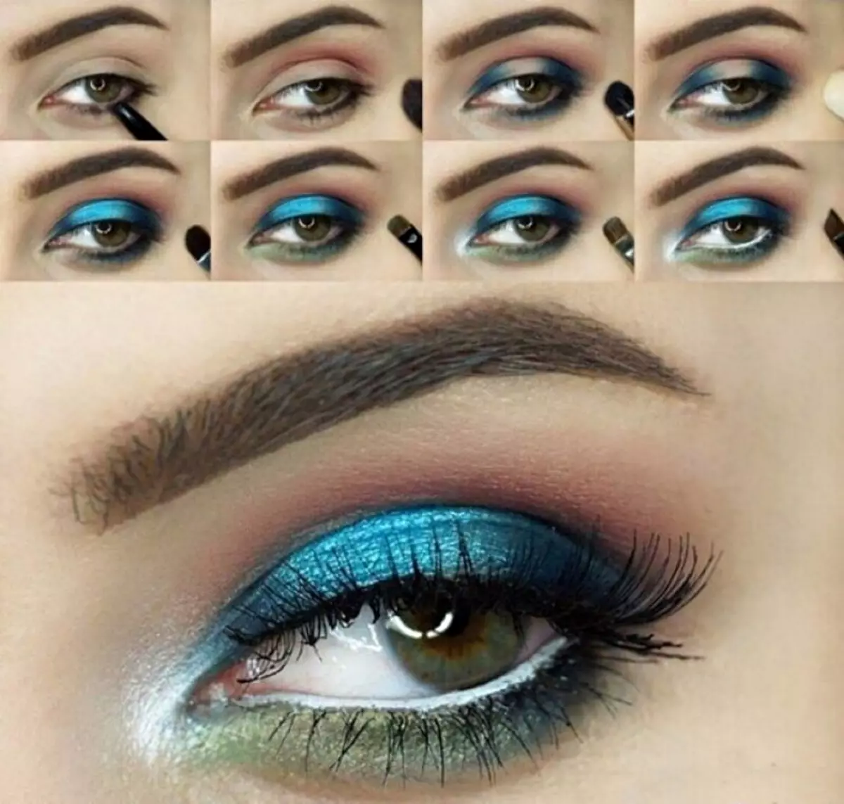 Maquiagem do arco-íris (34 fotos): Maquiagem de olho leve e rosto. Como fazer um belo arco-íris no rosto de Stehago? As melhores ideias de maquiagem 16106_24