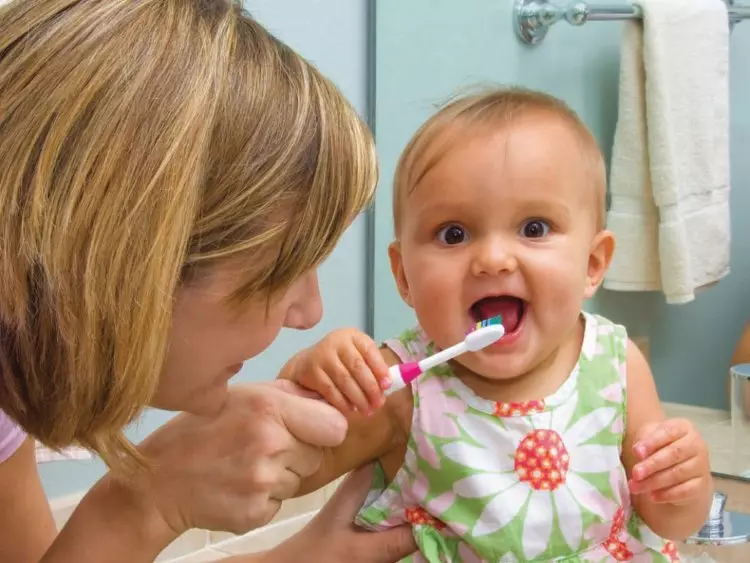 1 سال میں اپنے دانتوں کو اپنے دانتوں کو کیسے برش کریں؟ ایک سالہ بچے دانت کی صفائی کیسے سکھائیں؟ ان کو صاف کرنے کے کتنے بار؟ 16137_2