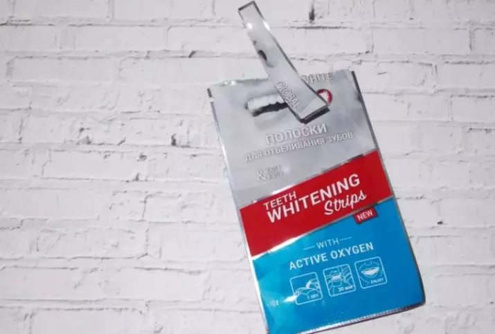 Tiras de blanqueamento para dentes Global White: con osíxeno activo e carbón para branquear. Recomendacións de uso. Comentarios 16149_11