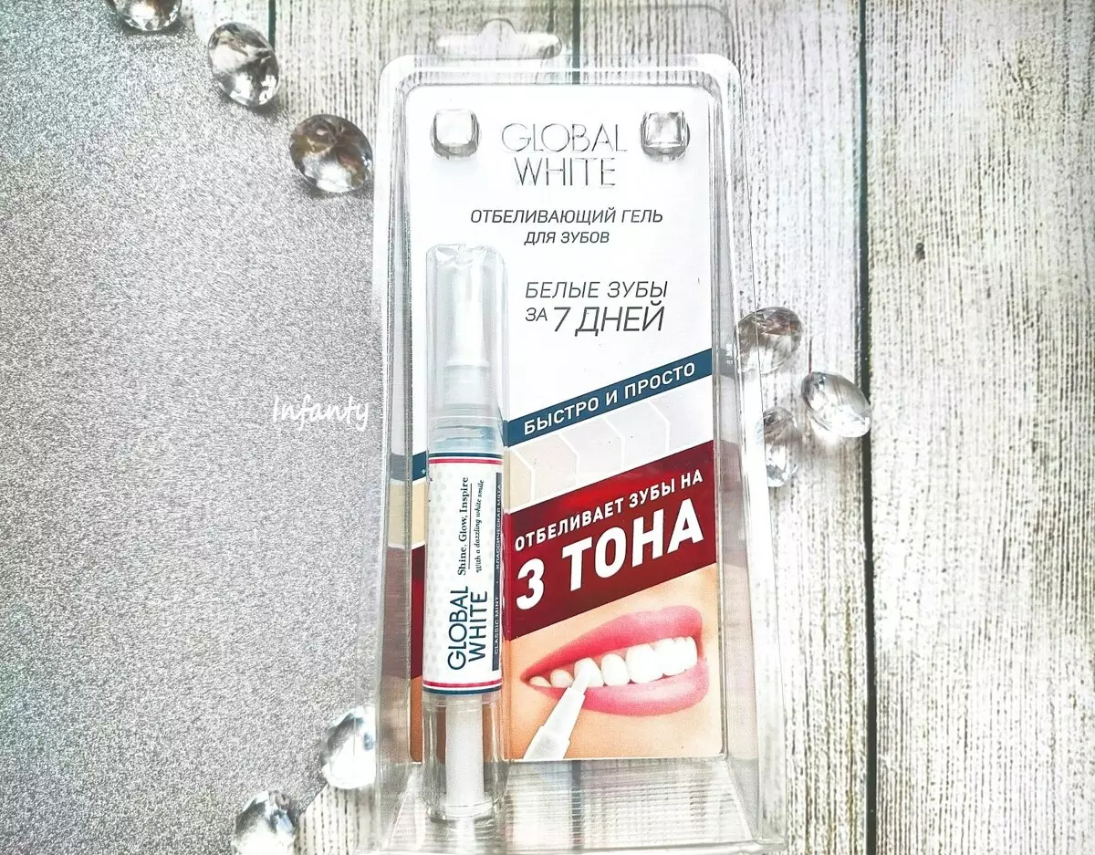 ფანქრები კბილების გათეთრება: კბილების გათეთრება კალამი, გლობალური თეთრი და სხვა. როგორ გამოვიყენოთ სტომატოლოგიური სახელურები, რათა ამოიღონ დაფა? 16150_19