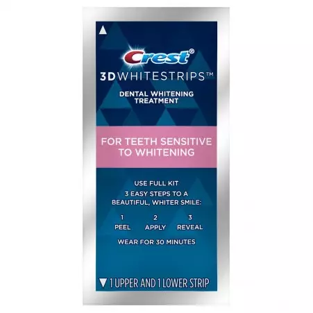 Whitening Strips Crest 3D White: Si t'i përdorni ato për zbardhjen e dhëmbëve? Udhëzimet për strips whitestrips efektet profesionale dhe të tjerët 16157_17