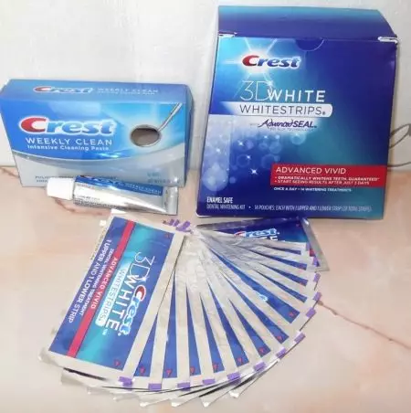 Whitening Strips Crest 3D White: Si t'i përdorni ato për zbardhjen e dhëmbëve? Udhëzimet për strips whitestrips efektet profesionale dhe të tjerët 16157_34