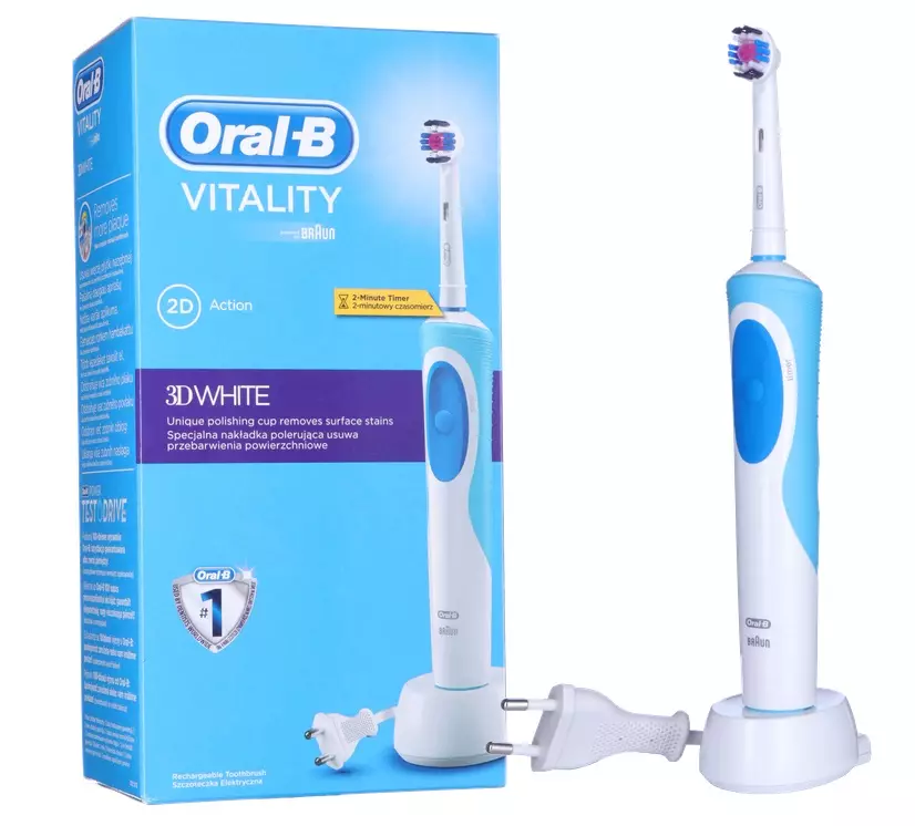 Электрычныя зубныя шчоткі Oral-B: Vitality і PRO 500, CrossAction і 3D White, Smart 4 і іншыя электрощетки ад Braun. Як выбраць? водгукі 16159_29