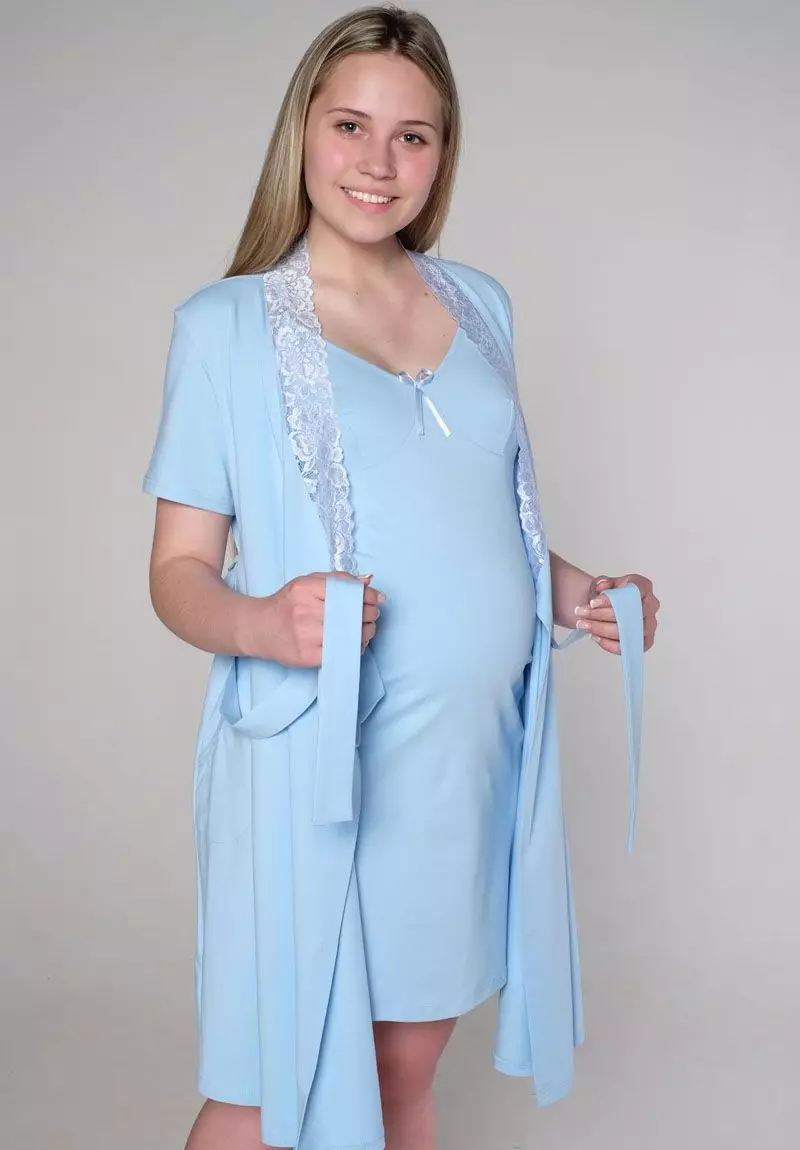 Халати для вагітних 55 фото: жіночі халати і сорочки для вагітних і годуючих, теплі, велюрові, 1615_48