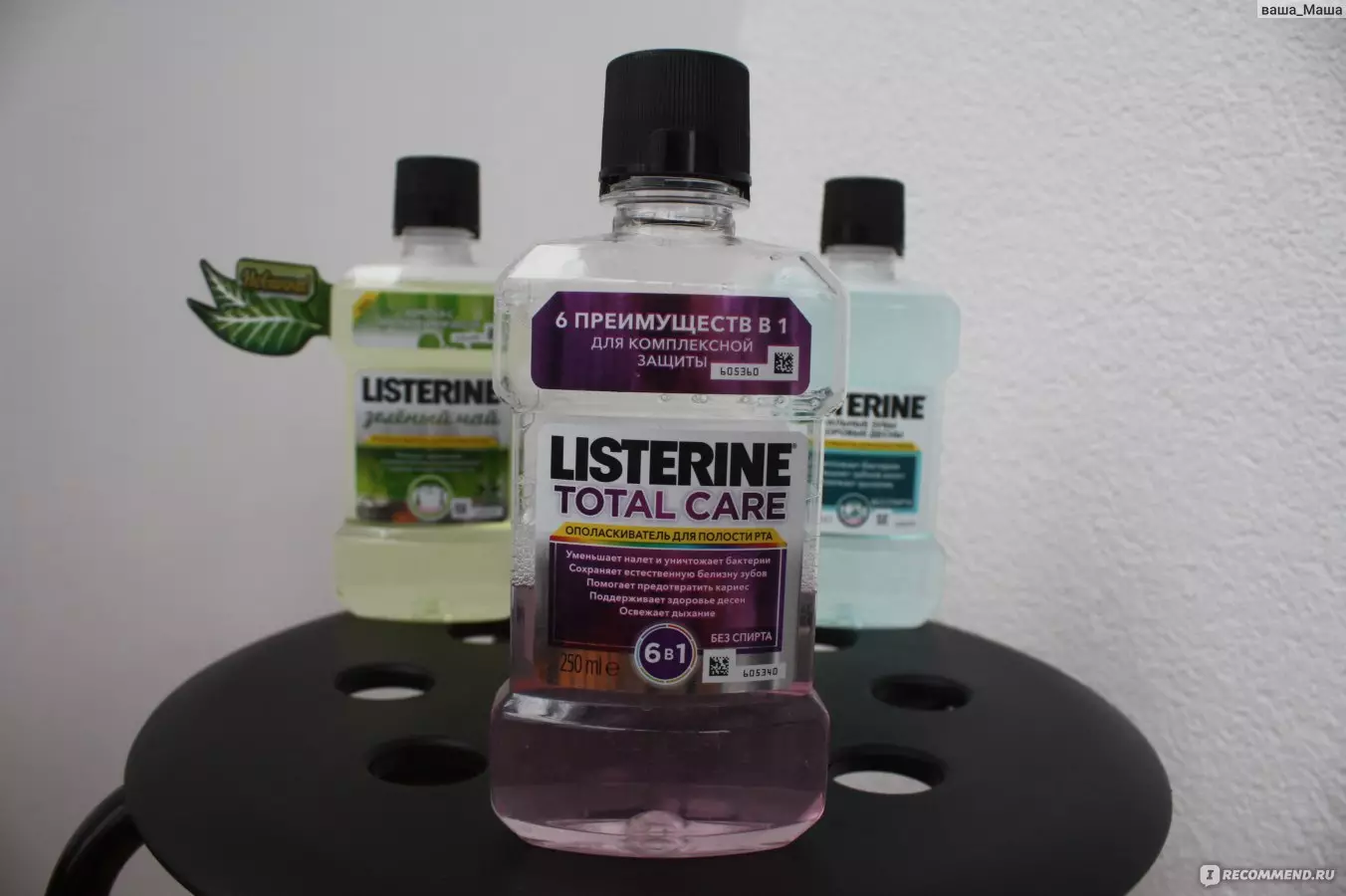 Listerine öblítések (35 fotók): öblítő öblítés összetétele orális üreghez, utasításokhoz és alkalmazási módokhoz, 