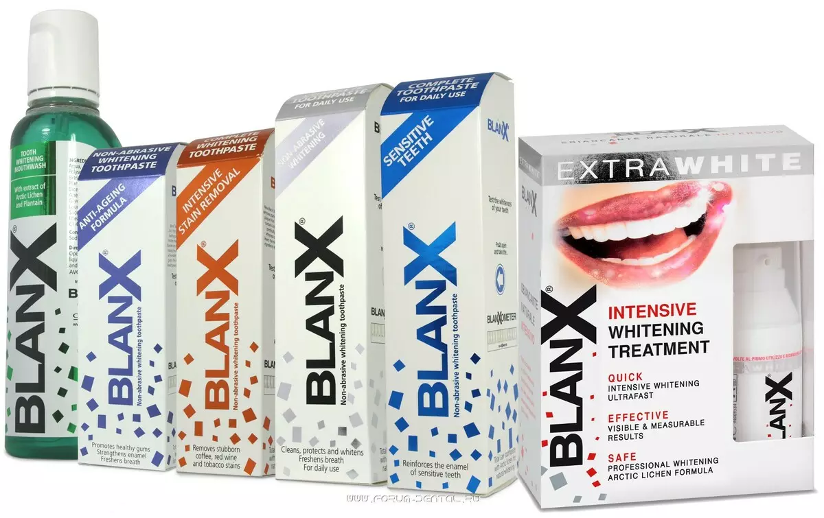 Pasta gigi Blanx: Pemutih ekstra putih dan med, perawatan kejutan putih dan produk lainnya, ulasan 16183_23