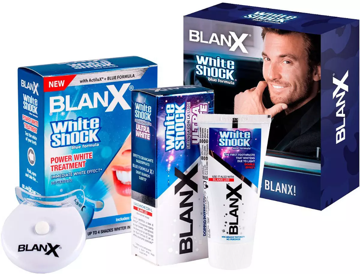 Blanx pastă de dinți: albire suplimentară albă și med, tratare a șocurilor albe și alte produse, recenzii 16183_24