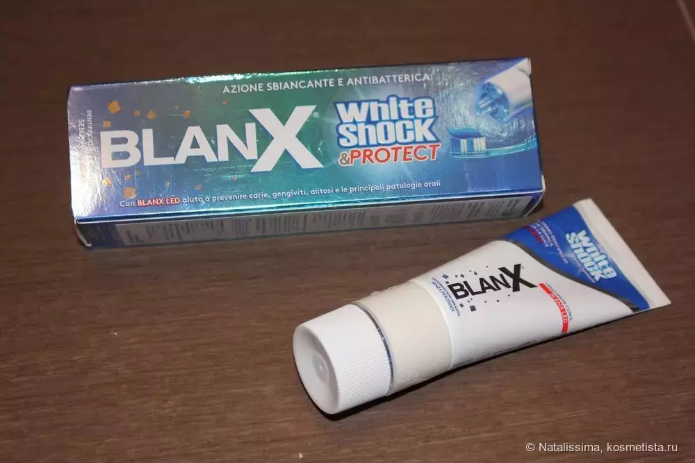 Blad Phothpaste: Whitening Extra White, White Shock Дарылоо жана башка буюмдар, сын-пикирлер 16183_5