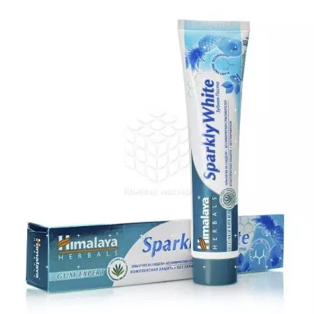 Toothpaste Hermals Himalaya: pasta pemutihan, perawatan lengkap karo perlindungan kompleks lan pastes liyane, tips pilihan 16189_11