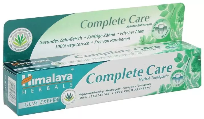 Toothpaste Hermals Himalaya: pasta pemutihan, perawatan lengkap karo perlindungan kompleks lan pastes liyane, tips pilihan 16189_6