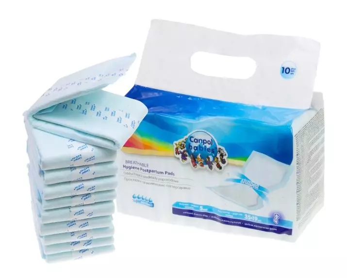 Postpartum Pads Canpol Babies: รายละเอียดของการระบายอากาศกลางคืนและแผ่น Superlipping องค์ประกอบของพวกเขาและความคิดเห็นของลูกค้า 16203_5