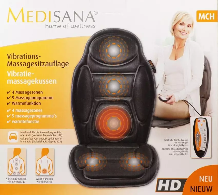 Massage Cape Medisana: MC 825 og MCH til lænestole, MC 826 og MCG 820, MC 824 og MC 830, andre modeller og gennemgang anmeldelser 16298_11