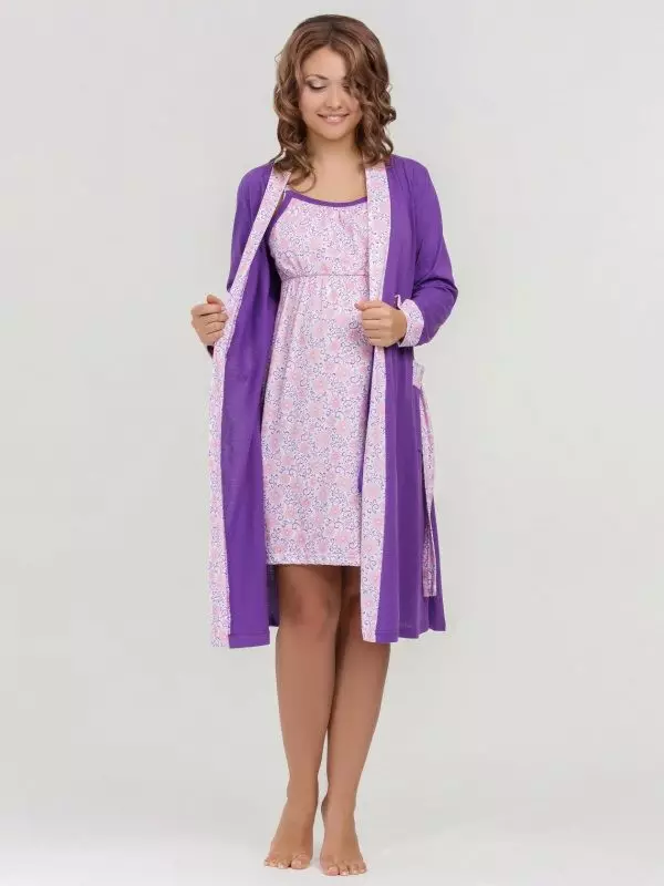 Set of bathrobe and shirt 64 photos: stylish night female models, for nursing mothers, knitted 1631_47