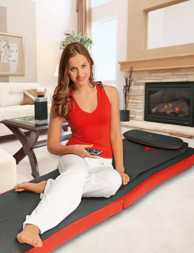 Nệm massage: Thảm với bảng điều khiển và chức năng sưởi ấm, nệm điện mát xa cho nhà với con lăn và rung, đánh giá của khách hàng 16326_40