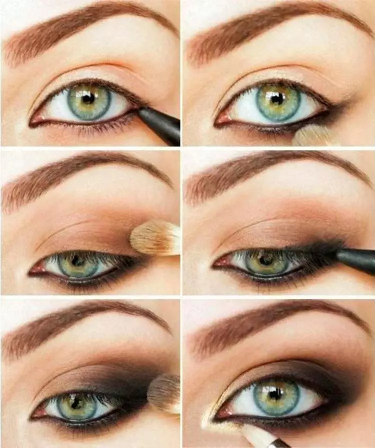 Шминка молив: Како да ги насликате очите со опрема за молив? Убава шминка со бели и зелени, сини и други обоени моливи 16352_32
