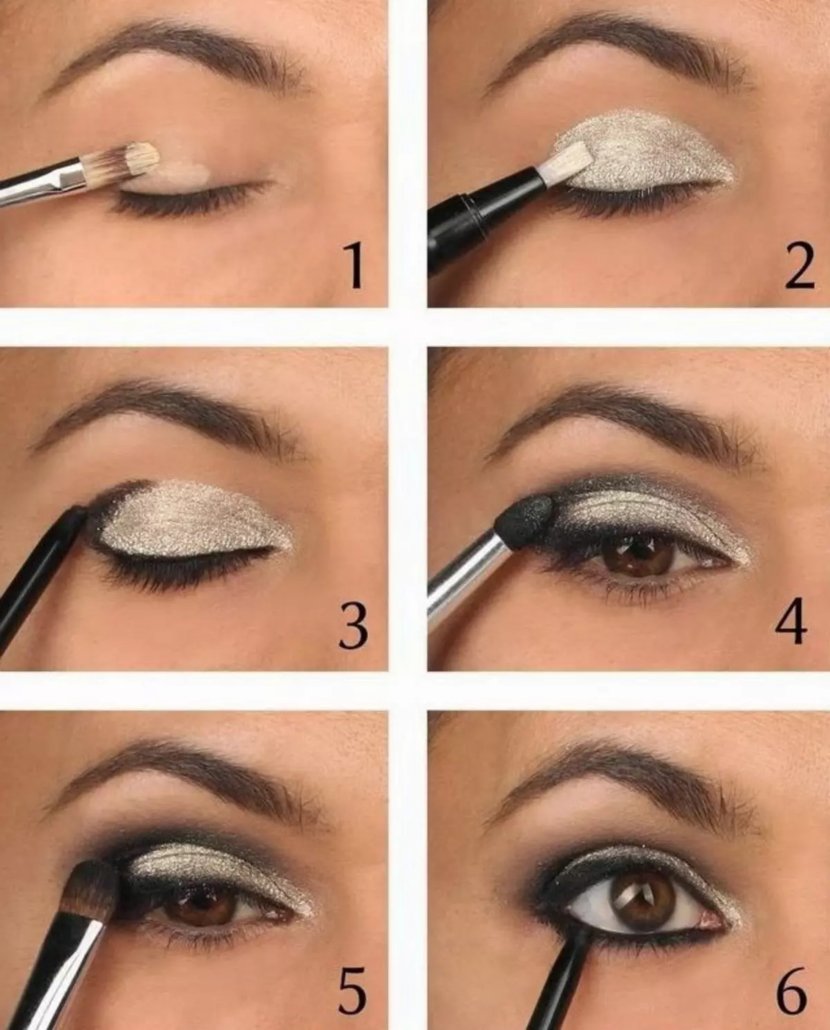 Smokey Ice For Brown Eyes (77 Photos): Step-by-step evening makeup para sa brunettes at blondes, light brown smoke-ice and nude 16363_67