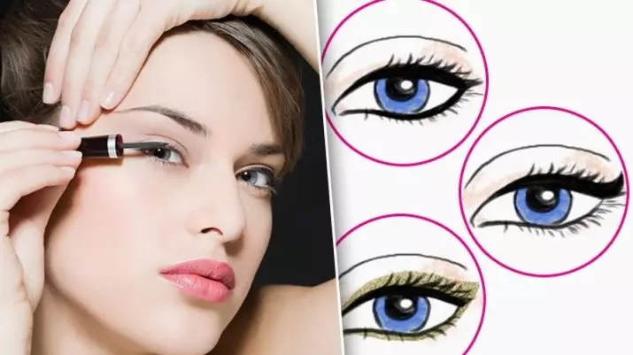 Hvordan tegne pilen av eyeliner? 49 Bilder Hvordan nybegynnere å lage piler på øynene til en flytende eyeliner? Pedisk Beskrivelse av teknologi for dobbel og annen pil 16379_17