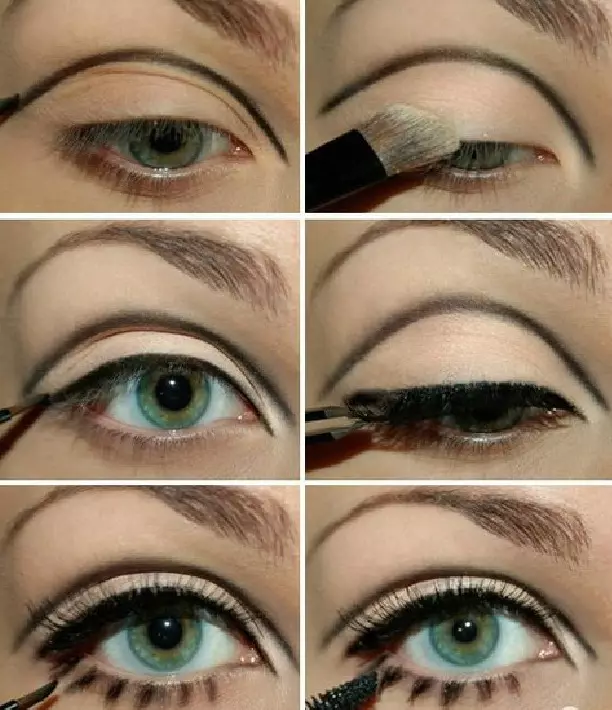 Kako sastaviti strelicu prema eyeliner? 49 fotografije Kako početnicima da strelice na oči Liquid Eyeliner? Pedić OPIS TEHNOLOGIJA DVOSTRUKOG I DRUGIH ARROW 16379_34