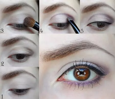 Světlé make-up pro hnědé oči: krok za krokem popisy použití krásných make-upů, vhodné palety barev 16391_21