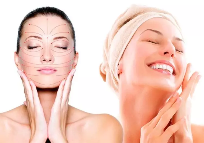 Kosmetinis veido masažas: kaklo ir zonos atbulinės eigos, pasirinkite kosmetiką 16440_9