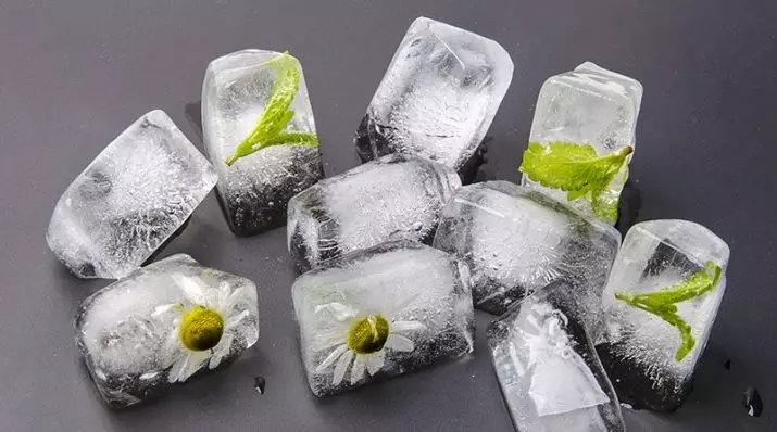 Atụmatụ nke ice saa: uru na mmerụ ahụ nke ịsacha n'ụtụtụ maka ihu. Ice cubes na chamomile na ntuziaka ndị ọzọ 16500_19