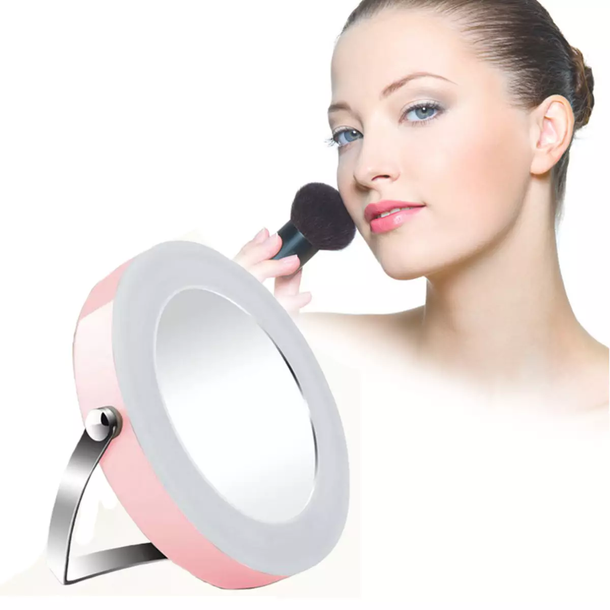 Vergrootsmelk cosmetische spiegel (29 foto's): tafelproducten met toenemende en dubbelzijdige zakvergrotingsmodellen voor make-up 16530_5