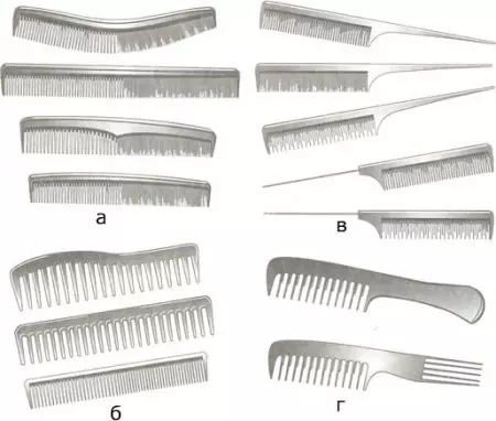 Typer af kam (37 billeder): børste til krøllet hår, kombineret og bombning, metal og keramik, kamhale 16559_16