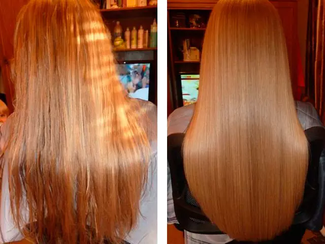 Ламиниране на косата (55 фотографии): Што е тоа? Што изгледа косата пред и после? Како да се направи? Добрите и лошите страни, композиции и прегледи 16591_48