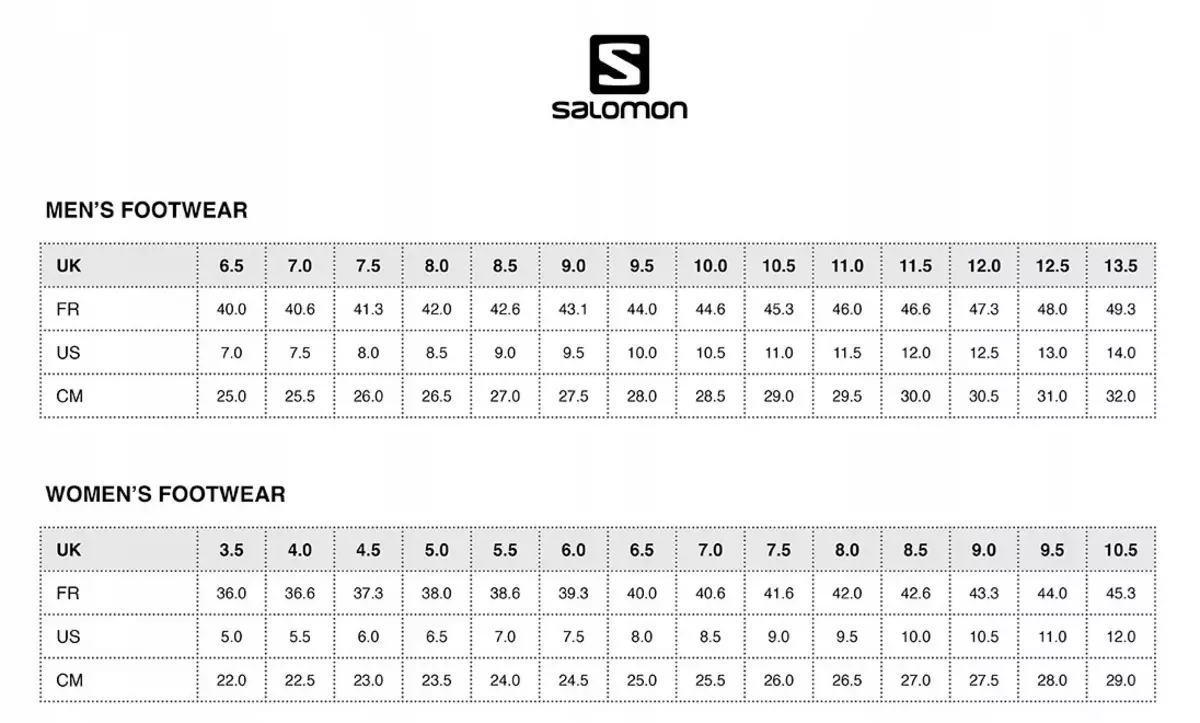 Размер обуви мужской uk. Горнолыжные ботинки Salomon Размерная сетка. Размерная сетка лыжных ботинок Саломон.
