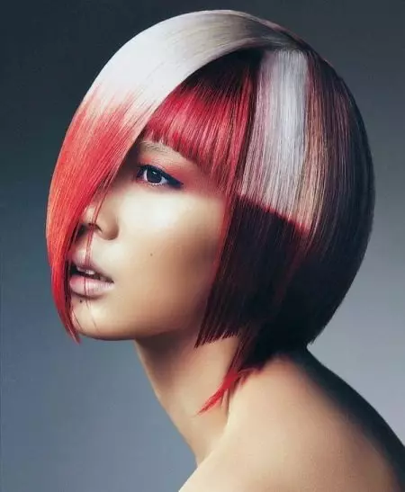 크리 에이 티브 헤어 착색 (59 사진) : 중간 길이, 짧은 길이의 머리카락을 칠합니다. 어두운, 빨간색과 금발 머리카락을 페인트하는 방법? 16675_24