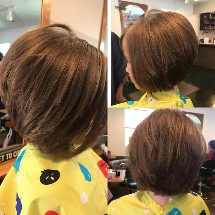 Gaya rambut untuk rambut pendek untuk anak perempuan (67 foto): Gaya rambut anak-anak yang indah untuk rambut cair di rumah, gaya rambut pada KARA untuk anak-anak kecil 16793_28