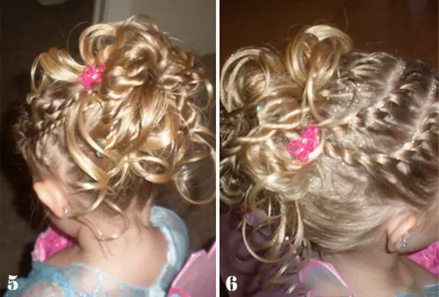 मुलींसाठी लहान केसांसाठी केसस्टाइल (67 फोटो): घरात द्रव केसांसाठी सुंदर मुलांचे केस शैली, केअरस्टाइल लहान मुलांसाठी केअरस्टाइल 16793_57