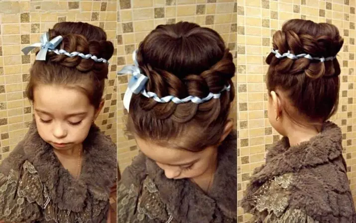 A bunch for a girl: how to make a beautiful children's hairstyle for rhythmic gymnastics? How to make a child a festive beam with a bubble? 16794_31