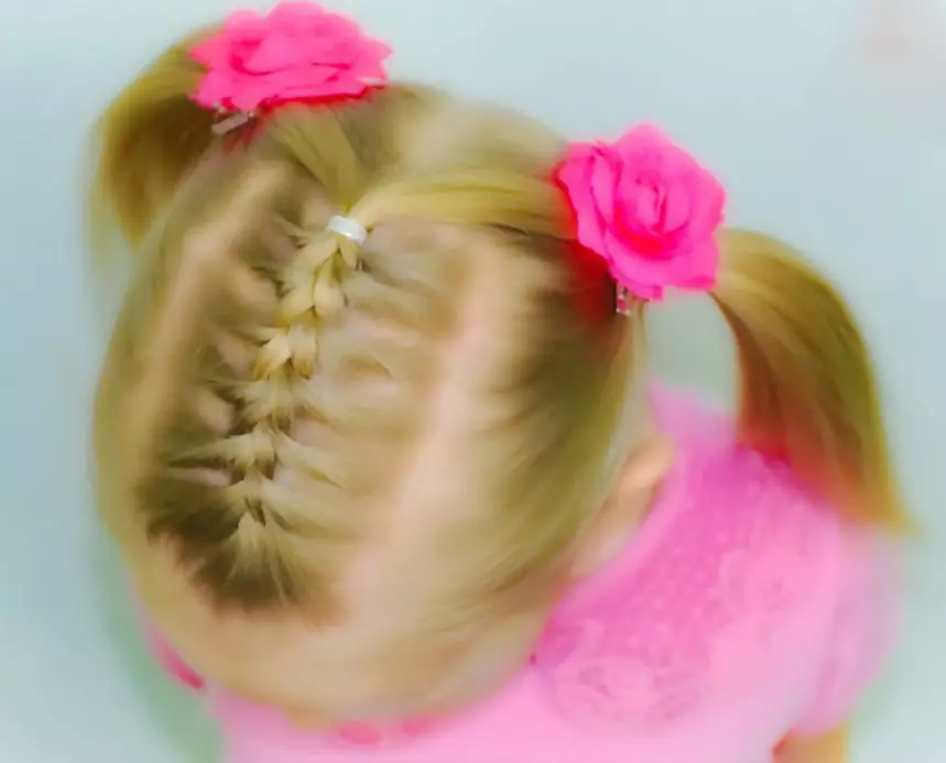 Graži šukuosena mergaitėms darželyje 5 minutes: kaip greitai padaryti paprastą šukuosena mergina su ilgais ir trumpais plaukais darželyje? 16798_15