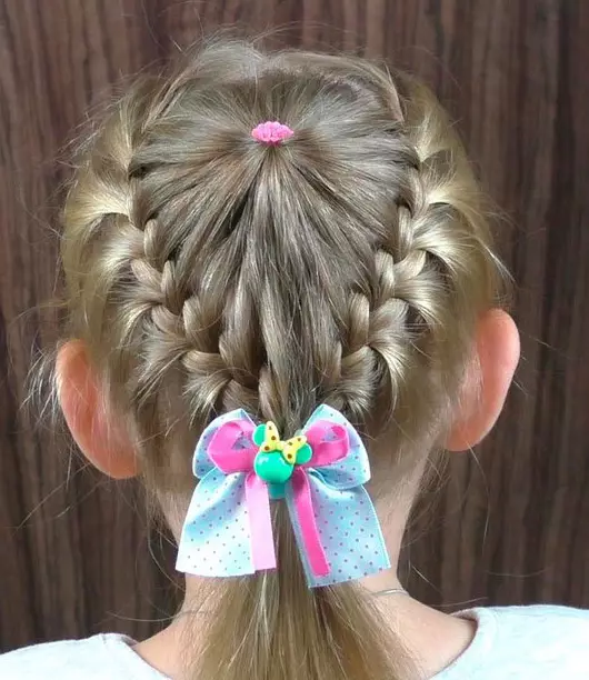 hairstyles bukur për vajza në kopshtin e fëmijëve në 5 minuta: si të shpejt të bëjë një vajzë të thjeshtë hairstyle me flokë të gjatë dhe të shkurtër në kopshtin e fëmijëve? 16798_29