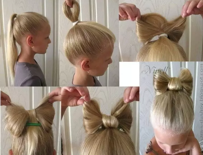 Предивне фризуре за девојчице у вртићу за 5 минута: Како брзо направити једноставну дјевојку фризуре са дугом и кратком косом у вртићу? 16798_33