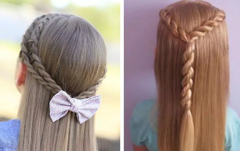 Peinados ligeros y hermosos para las niñas a la escuela en 5 minutos (97 fotos): ¿Cómo hacer un peinado simple con tus propias manos en etapas? Opciones de la escuela más ligera 16808_3