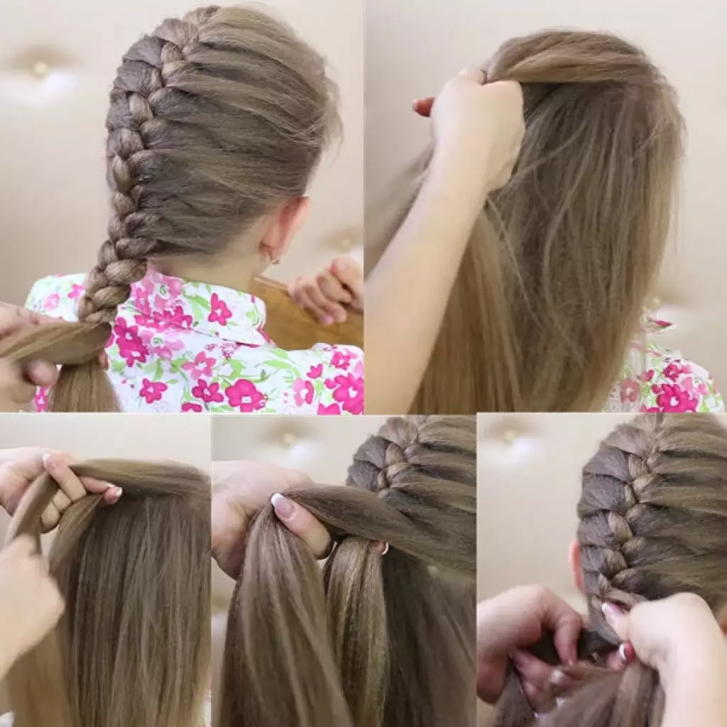 Ringan dan gaya rambut yang indah untuk anak perempuan ke sekolah dalam 5 menit (97 foto): Cara membuat gaya rambut sederhana dengan tangan Anda sendiri di tahap? Pilihan sekolah yang lebih ringan 16808_49