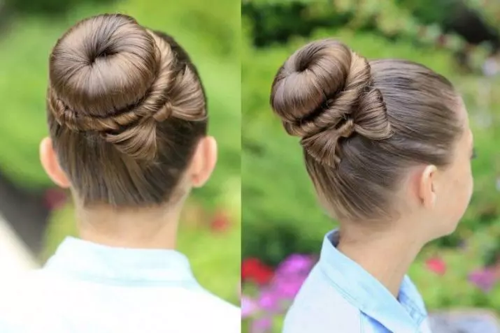 Ringan dan gaya rambut yang indah untuk anak perempuan ke sekolah dalam 5 menit (97 foto): Cara membuat gaya rambut sederhana dengan tangan Anda sendiri di tahap? Pilihan sekolah yang lebih ringan 16808_92