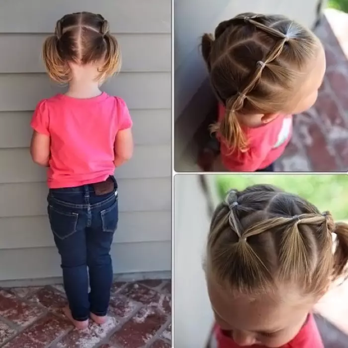 თმის ვარცხნილობა გოგონებისათვის ყოველდღე (74 ფოტო): ჩადება ბავშვთა მარტივი ლამაზი შემთხვევითი hairstyles გოგონების 6, 8 და 14 წლის განმავლობაში 5 წუთში 16810_22