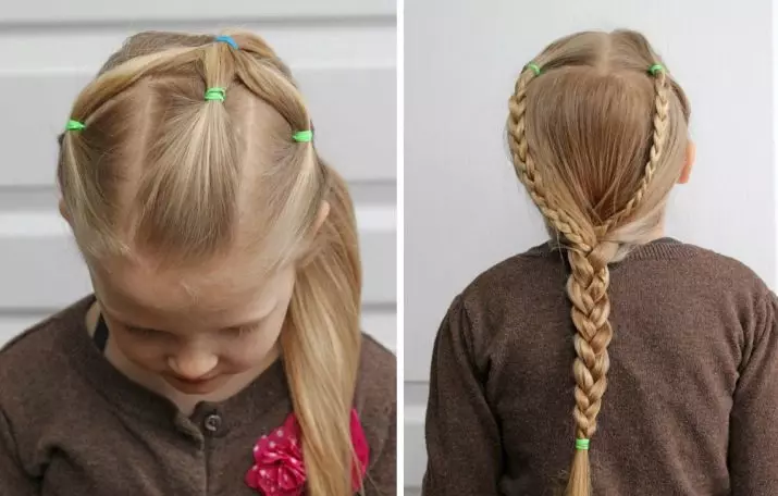 Hairstyles voor meisjes voor elke dag (74 foto's): maak een eenvoudige mooie casual kapsels van kinderen voor meisjes 6, 8 en 14 jaar in 5 minuten 16810_8