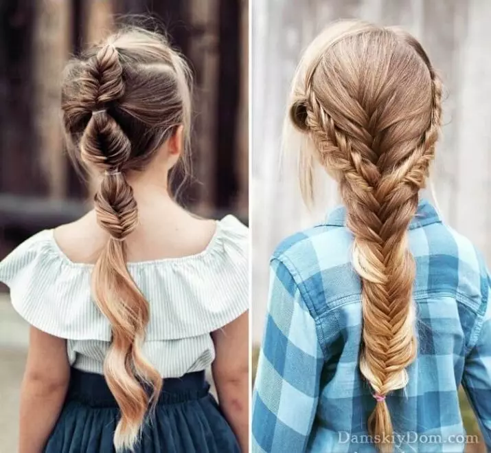 Modne fryzury dla dziewcząt (65 zdjęć): Jak zrobić najbardziej stylowe fryzury dla dzieci dla dzieci 5, 6 i 8 lat? Cechy kierunku mody w fryzurach dla dzieci 16814_17