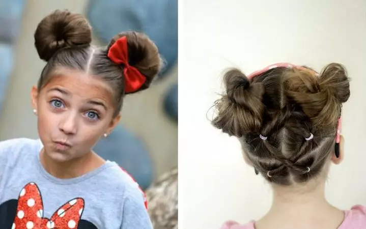 女の子のための噂を持つヘアスタイル（64写真）：小さなゴムバンドを使った子供のヘアスタイル、長く短い髪の女の子のための美しい選択肢 16816_47