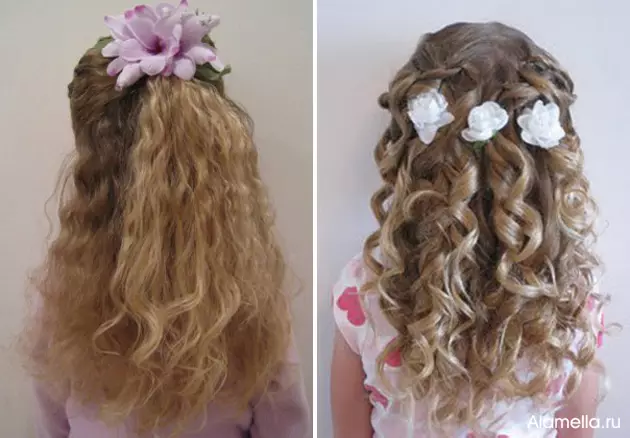 Hairstyles για τα κορίτσια για το Νέο Έτος (78 φωτογραφίες): Παιδικά Χριστουγεννιάτικα Hairstyles για ένα Matinee για κορίτσια με μακρά και μικρά μαλλιά 2021, Όμορφη χτένισμα 