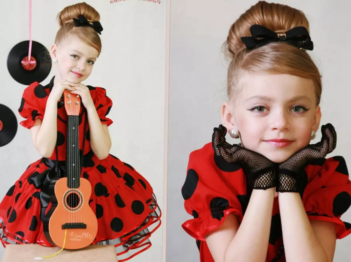 Coafuri pentru fete în stil stil (30 de fotografii): Cum să faci o coafură de stil de păr lung la un copil? Instrucțiuni pas cu pas 16827_23
