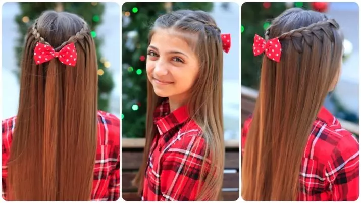תסרוקות עם שיער זורם לבית הספר (30 תמונות): איך להכין תסרוקת בית ספר אור ויפה עם Semitle ושיער עלים? 16828_4