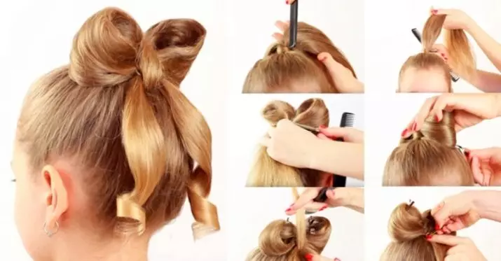 ヘアスタイル - 女の子のための弓：子供に長い髪の弓を作るためにステップバイステップの方法は？美しい子供のヘアスタイルの例 16832_26