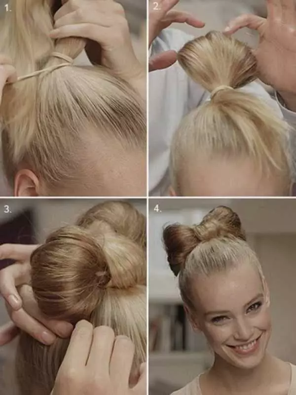 ヘアスタイル - 女の子のための弓：子供に長い髪の弓を作るためにステップバイステップの方法は？美しい子供のヘアスタイルの例 16832_27
