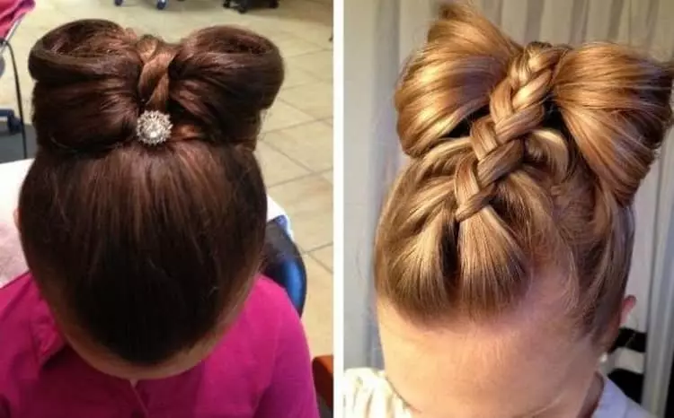 Hairstyle-Bow για το κορίτσι: Πώς να βήμα προς βήμα για να κάνετε ένα τόξο μακριά μαλλιά σε ένα παιδί; Παραδείγματα όμορφων χτενισμάτων των παιδιών 16832_33