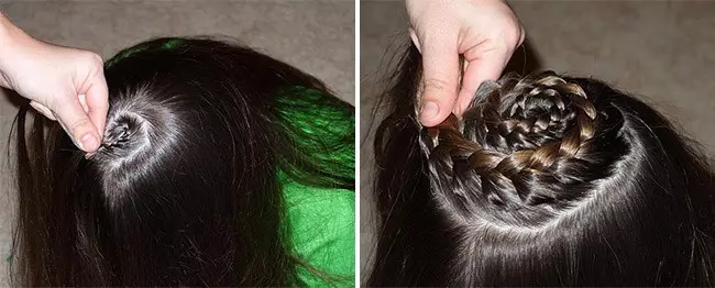 Hairstyles për vajzat me flokë të gjatë (96 foto): Si për të bërë hairstyles të bukur të fëmijëve të thjeshtë me duart e tyre në shtëpi hap pas hapi? 16833_40